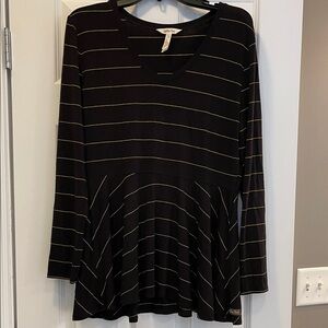 Matilda Jane Black and Gold Striped V-Neck Long Sleeve Top